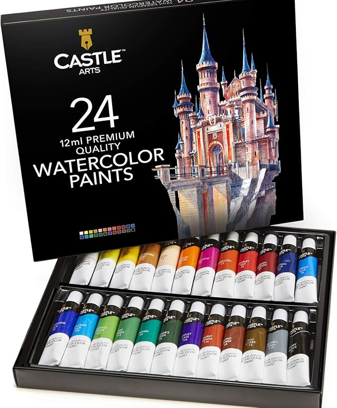 Castle Art Supplies Watercolors Paint Set 24 Vibrant Colors in Tubes Quality Paint That is