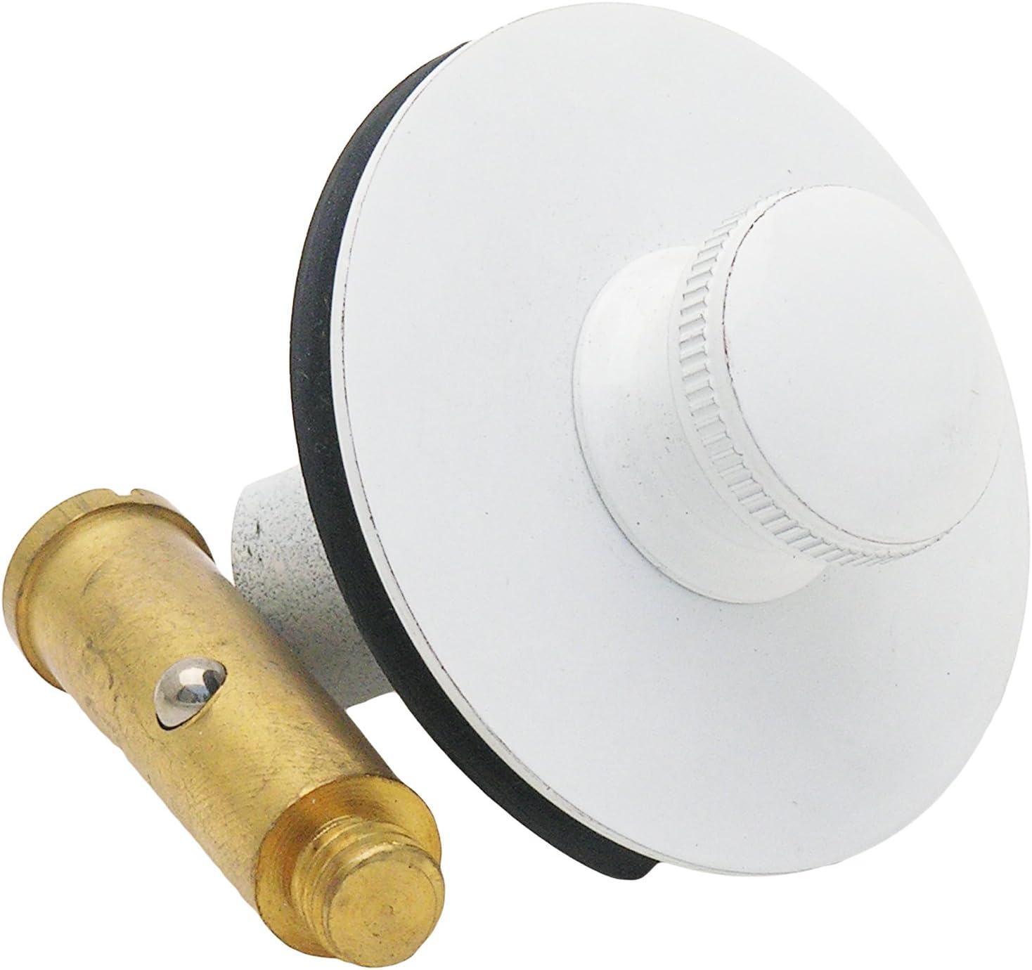 LASCO 32568 Brass Bathtub Drain Strainer with Push Pull Stopper and