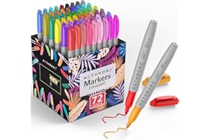 Hethrone Permanent Markers for Adult Coloring, 72 Assorted Colors Markers, Colored Marker Pens Work on Plastic, Wood, Stone, Metal and Glass