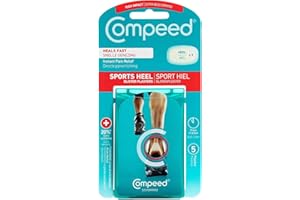 Compeed Advanced Blister Care Pads, Hydrocolloid Gel Cushions for Instant Pain Relief and Faster Healing, Sports Medium Heel, 5 Count (2 Packs)