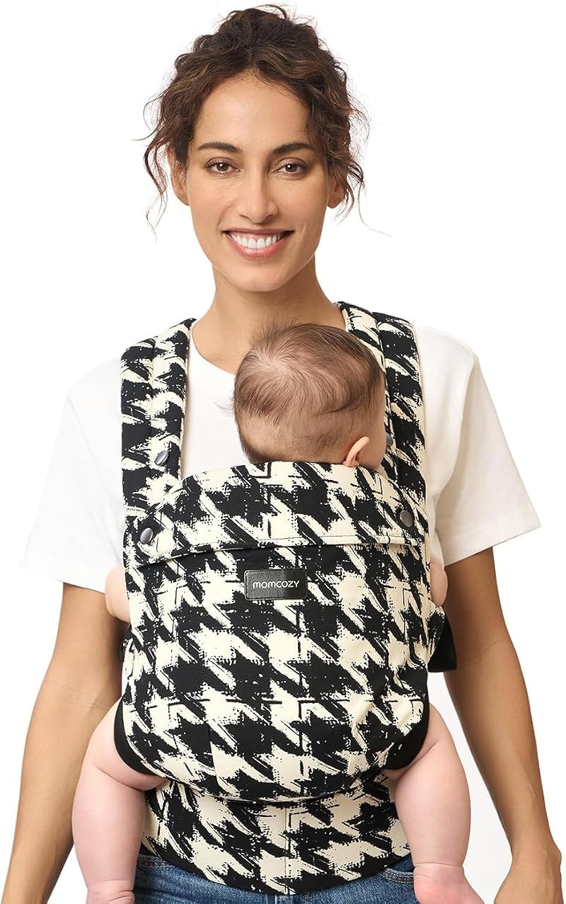 Momcozy Baby Carrier 3-24M Cotton Houndstooth Ergonomic 64-127cm Waist