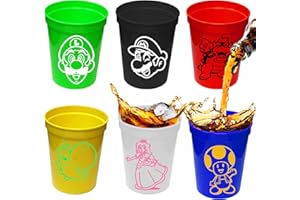 Hbavfihnbg 24 Pcs Mario Party Cups Super Bros Plastic Cups 12 OZ Mario Reusable Plastic Cups Mario Party Supply Mario Drinking Cups for Mario Lovers Mario Party Decorations