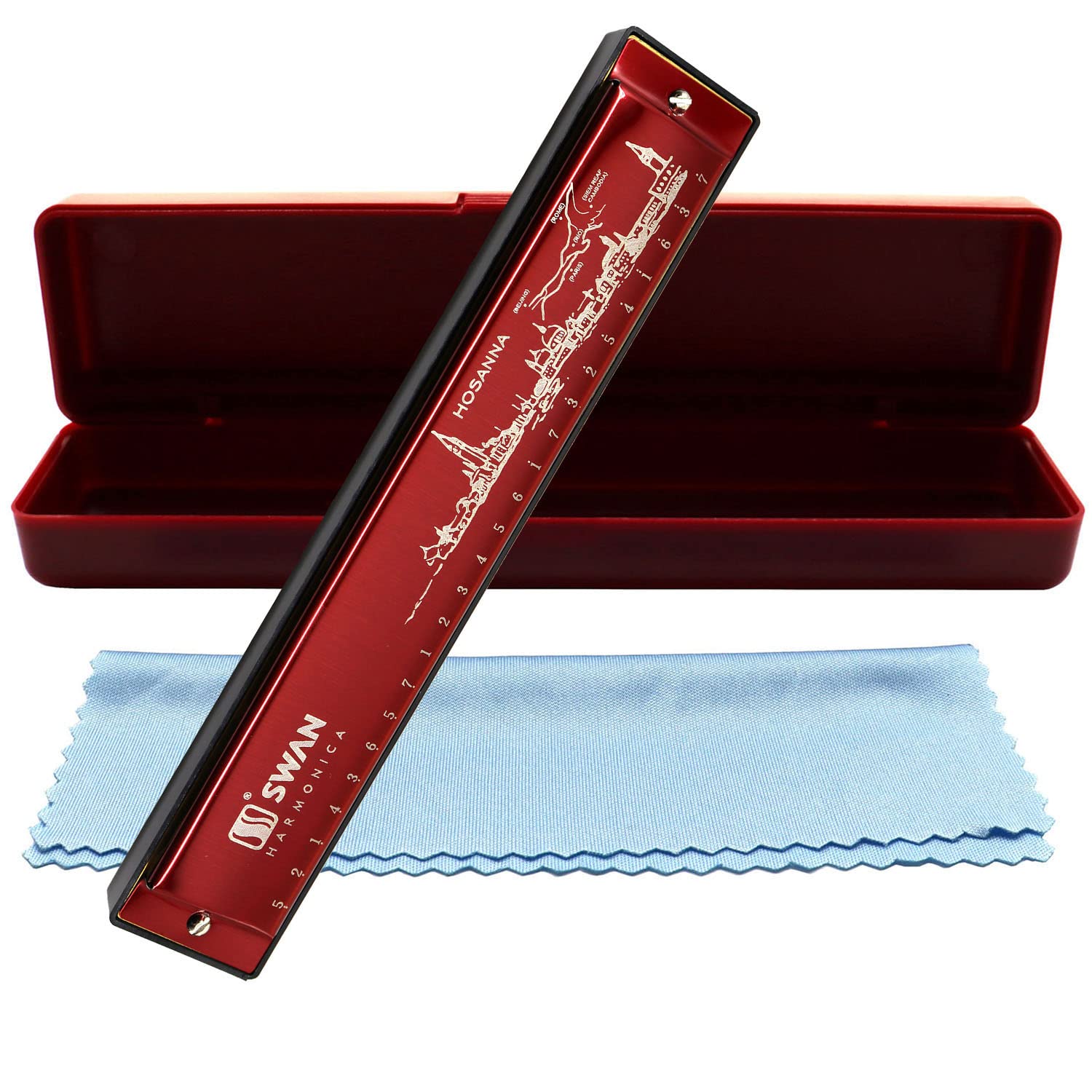 Harmonica Mouth Organ Harp Armonica 24 Hole Key of C Diatonic Polyphonic Blues Harmonica Professional Music Instrument for Kids Adults Beginner Gift