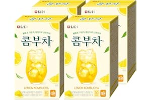 Damtuh Kombucha Tea, Zero Sugar Powdered Mix 10 Sticks Lemon, 10 Count (Pack of 4)