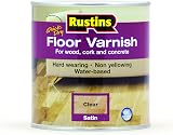 Rustins Floor Varnish Clear Satin 1L - Tough Scratch Resistant Wood Floor