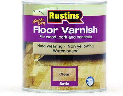 Rustins Floor Varnish Clear Satin 1L - Tough Scratch Resistant Wood Floor