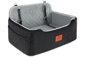 GL GLENSLAVE Dog Car Seat for Medium/Large Dogs,Dog Booster Seat for Dog Under 50lbs or 2 Small Dogs, Detachable and Washable Pet Car Seat,Multi-Functional Travel Dog Bed & Dog Sofa(Black/Grey)