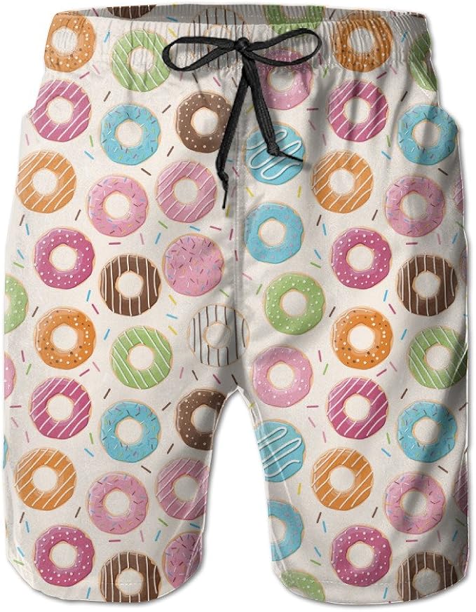 Men's Coloured Donuts Quick Dry Beach Shorts Clothing