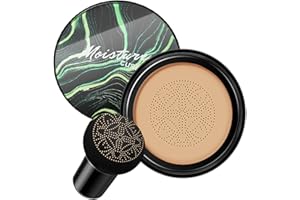 NVYUE Air Cushion CC Cream Mushroom Head Foundation,BB Cream Makeup Foundation,Moisturizing Concealer,Long Lasting Full Coverage Waterproof,Even Skin Tone for All Skin Types (3# Dark Brown, 20g)