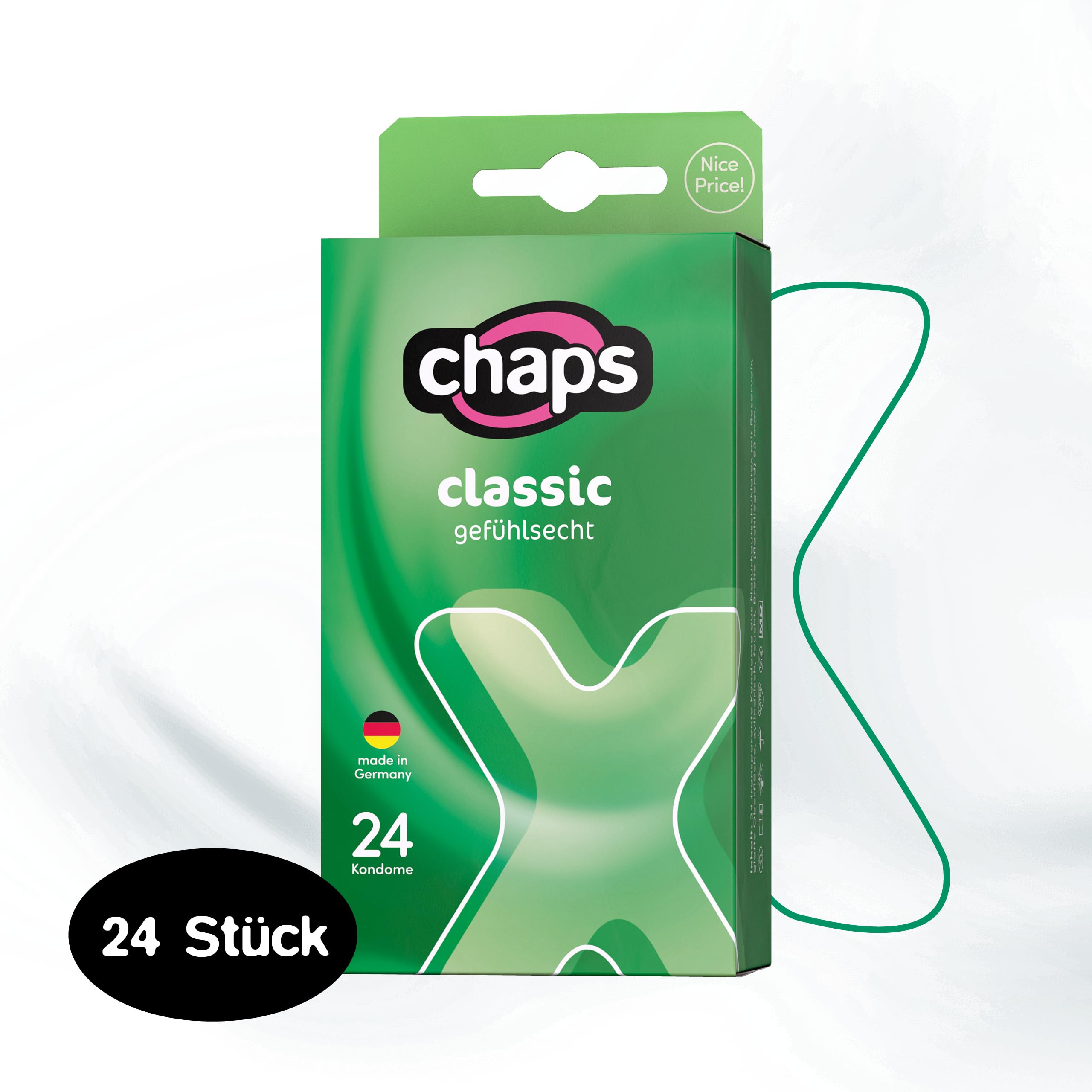 chaps Kondome classic natur, natürlich & gefühlsecht, transparent - für ein sinnliches Vergnügen, Made in Germany , 24 Stück (1er Pack) 2