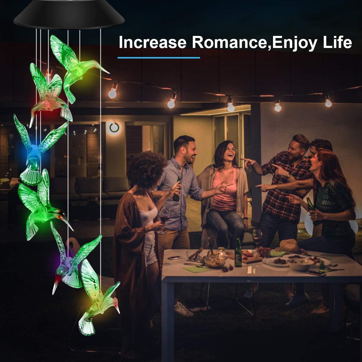 Solar Hummingbird Wind Chimes, Color Changing Mobile LED Solar Wind Chime, Mom/Grandma Birthday Gifts, Outdoor Waterproof Mobile Hanging Solar Lights for Porch, Patio, Yard, Garden Decor : Garden & Outdoor