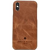 Porter Riley - Leather Case for iPhone X/iPhone Xs. Premium Genuine Leather Slimline Back Case (Tan)