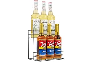 onneka Coffee Syrup Rack & Syrup Holder – Loved by 5,000+ Coffee Fans! 2-Tier Rustproof Rack, Fits 750ml Torani & Monin Bottles, Elevate Coffee Bars, Kitchens, Pubs, Restaurants & Parties (6 bottles)