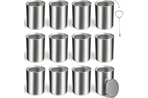 YESHINE 12PCS Empty Paint Cans with Lids, 1 Quart Metal Unlined Paint Bucket, Small Round Paint Storage Containers for Leftover Paint, Arts Crafts, DIY Projects, Painting (Silver, 2 Pint)