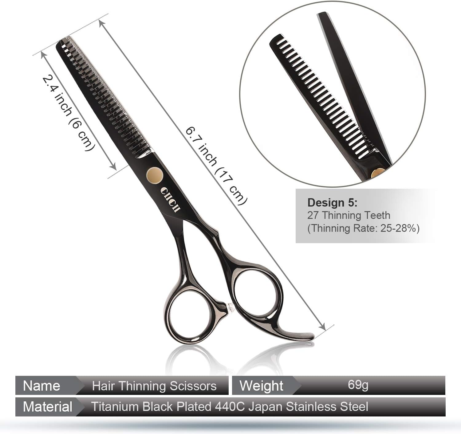 Hair Cutting Scissors Shears Kit, CIICII Professional Hairdressing Scissors Set (Hair Beard Trimming Shaping Grooming Thinning Shears) for Men Women Pets Home Salon Barber Cutting Kit: Home Improvement