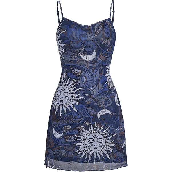 Women's Summer Mini Dress: Vintage 90s Spaghetti-Strap A-Line Mesh  Sleeveless Boho Sundress Black at Amazon Women's Clothing store