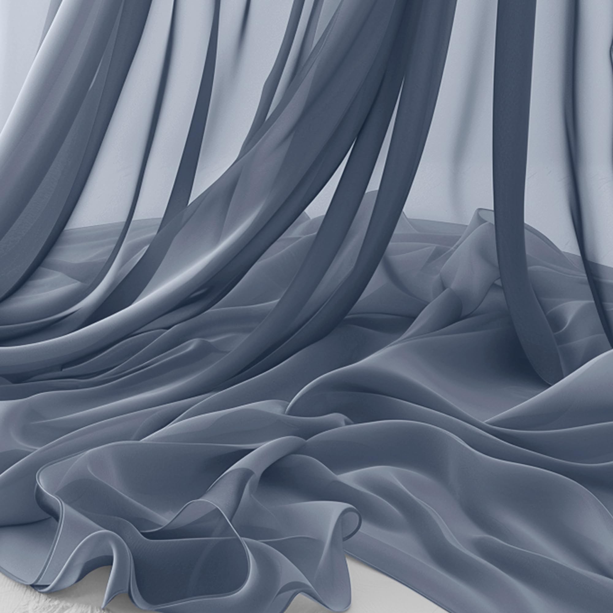 Horbaunal Dusty Blue Chiffon Fabric by The Yard, 1