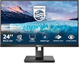 Philips 242S1AE 24 Inch FHD 75Hz IPS Monitor 4ms HDMI DP VGA Speakers Height view 2