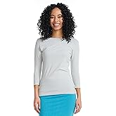 ESTEEZ Large Polar Grey Three Quarter Sleeve Cotton Shirts for Women - Under Scrubs Blazer Suit Jacket Tee Tops (EX801941POLARGREY-M)