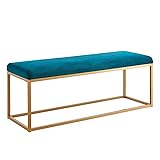 Ball & Cast Upholstered Bench, 48" W, Teal Velvet