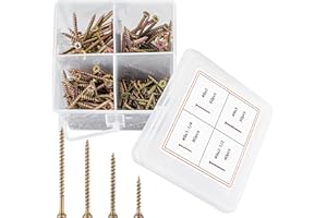 BJBJJIU 210 Pcs Wood Screws, Coarse Thread Wood Interior Construction Screws, Phillips Drive Bugle Head Drywall Screw Assortment Kit, Flat Head Self Tapping Screw Set for Drywall Sheetrock Wood