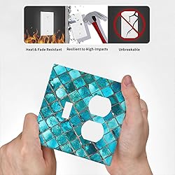 Moslion Teal Mosaic 1 Toggle 1 Duplex Outlet Cover