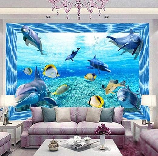 Avoir Images 3d Papier Peint Au Sol Dauphin Poisson Salle De Bains Decoration le plus cool salutations