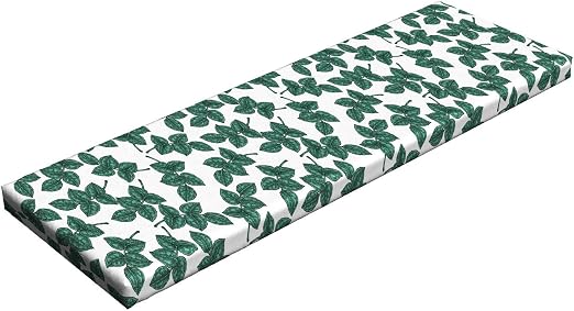 Amazon Com Lunarable Leaf Bench Cushion Vintage Style Plant Leaves Ornamental Floral Bohemian Artpiece Computer Drawing Standard Size Foam Pad With Decorative Fabric Cover 45 X 15 X 2 Jade Green White Home