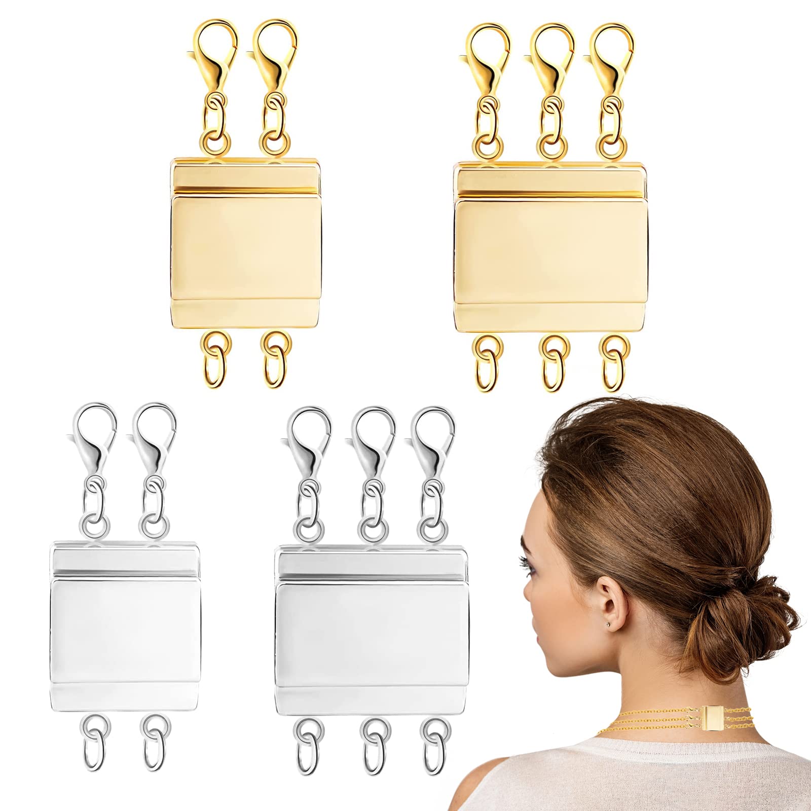 Magnetic Layering Clasp Separator for Multiple Necklaces and Bracelets - Multi Strand Spacers (4 Pcs)