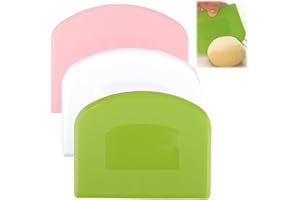 3PCS Dough Scraper, Flexible Plastic Bench Scraper, Sharp Edge Dough Cutter, Food-Grade Bowl Scraper for Baking Bread Cake Fo
