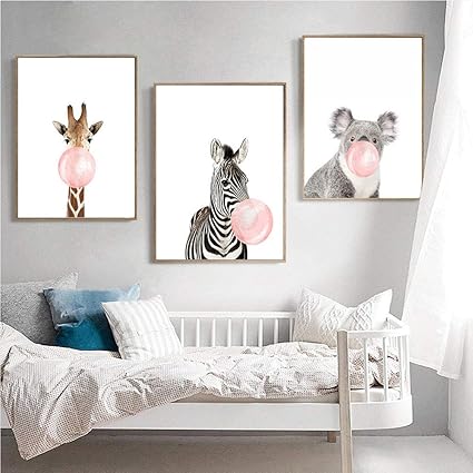Nordic Ideas Set De 3 Posters Animaux Zebre Girafe Koala Affiches Decoration Chambre Bebe Tableau Toile Deco Enfant Sans Cadre Ptan003 L Amazon Fr Cuisine Maison