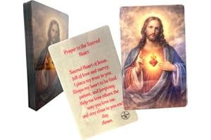 Westmon Works Sacred Heart of Jesus Prayer Cards Laminated Holy Card with Prayer on Back Made in USA Catholic Devotional Card