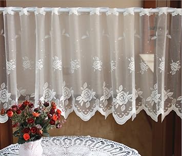 Buy Zhh Crochet Flower Lace Cafe Curtain Sheer Window Valance 19