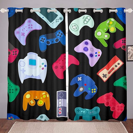 Erosebridal Gamepad Window Curtain Panels, Games Window Drapes, Video