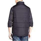 Weatherproof Vintage Men's Flannel Lined Puffer Zip-front Vest (Black, L), Large