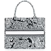 FENGJINRUHUA Fashion Luxury Tote Bag Cotton Linen Handbag Large Capacity Jacquard Retro Exquisite