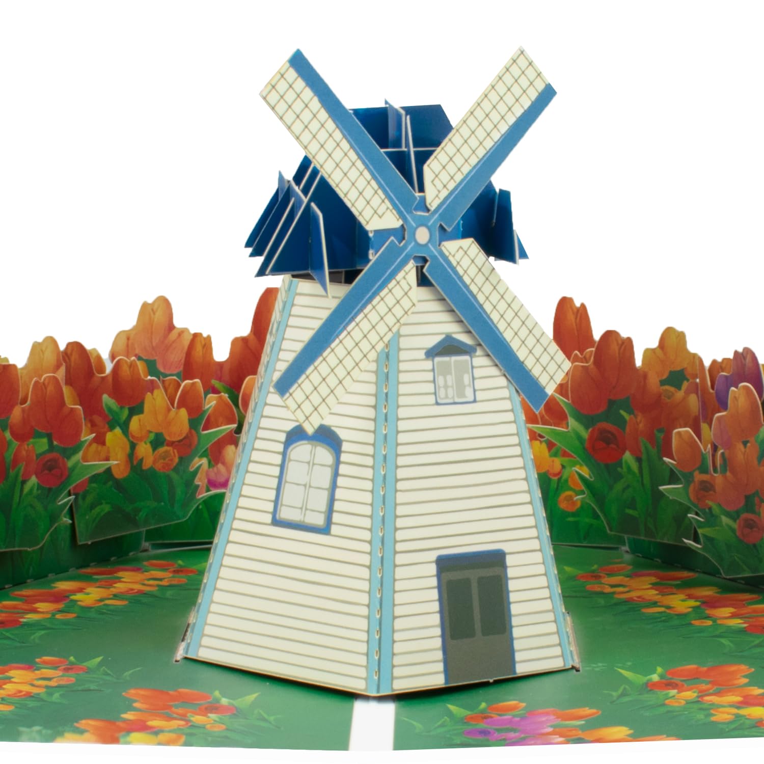 Magic Ants Heartfelt Mother's Day 3D Folding Card - Thank You Card - Perfect for Mother, Wife or Someone Special - 15 cm x 20 cm Envelope with Card and Note Tag Included - Tulips and Windmill