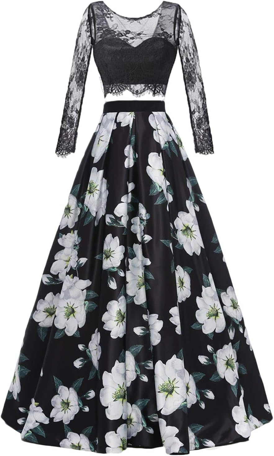 Dydsz Prom Dresses Long for Women Evening Party Dress with Pockets Floral Print D295