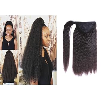 Amazon Com Anrosa Kinky Straight Human Hair Ponytail Extensions
