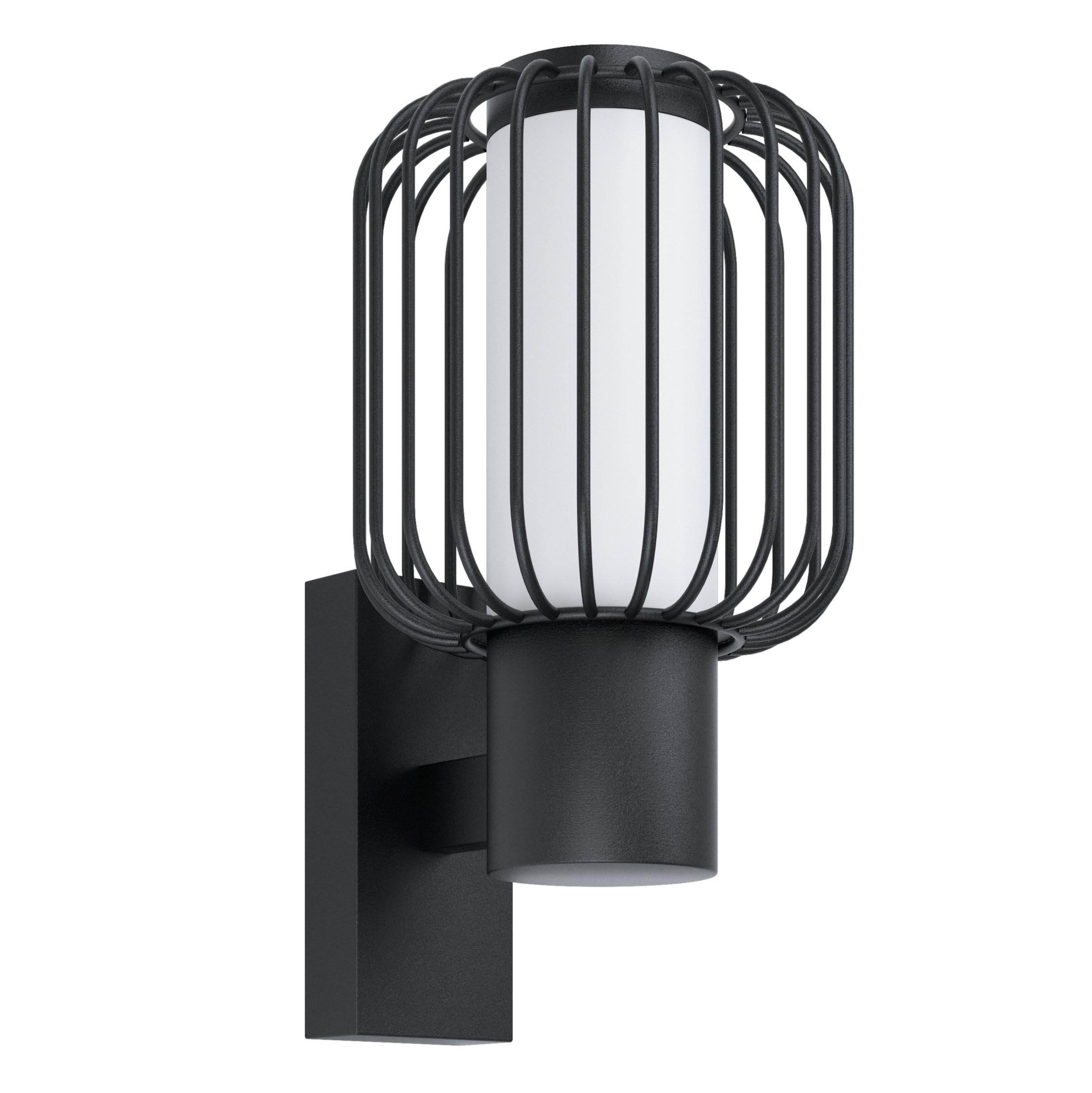EGLO Ravello Outdoor Wall Light, 1-Bulb Outdoor Light, Modern, Wall Light Made of Galvanised Steel in Black and Plastic in White, Outdoor Lamp with E27 Socket, IP44