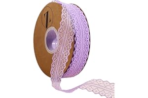 BAYUE Lace Trim Ribbon 1.2 Inch Wide×50 Yards lace Fabric Vintage Pattern Roll Ribbons - Perfect for Gift Wrapping, Crafts,Flower Design,Sewing, and Party Decorations(Cream Light Purple)