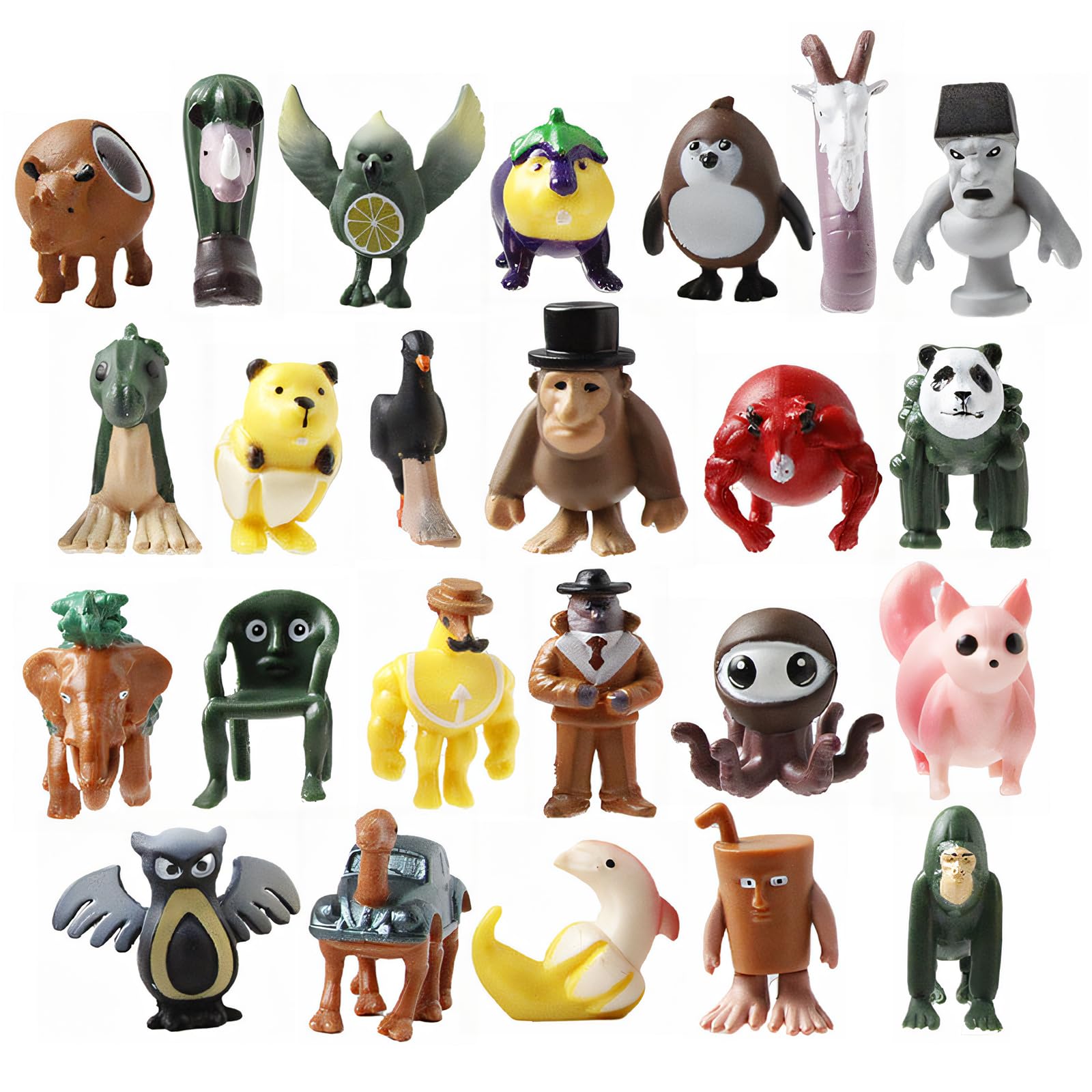 zhongko 24Pcs Brainrot Action Figures Set, Brainrot Toys, Kids' Play Action Figures, Brain Rot Figures, Creative Shark, Monkey and More Toys, Funny Gifts for for Fans, Children & Adults
