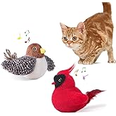 Potaroma Cat Toys Chirping Birds 2 Pcs with Catnip SilverVine, Interactive Cat Kicker, Lifelike Birdie Tweets, Indoor Kitty Kitten Exercise Toys 4.0"