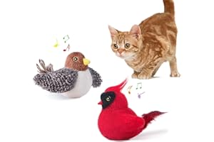 Potaroma Cat Toys Chirping Birds 2 Pcs with Catnip SilverVine, Interactive Cat Kicker, Lifelike Birdie Tweets, Indoor Kitty Kitten Exercise Toys 4.0"