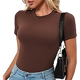 Womens' Stretchy High Neck Short Sleeve Gym Workout Slim Fitted Casual Full Length Top T-Shirt