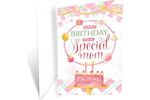 Prime Greetings Mother Birthday Card, Made in America, Eco-Friendly, Thick Card Stock with Premium Envelope 5in x 7.75in, Packaged in Protective Mailer