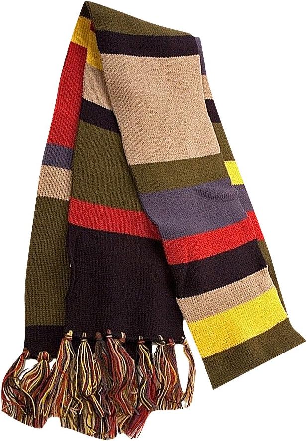 Celino Men's Extra Long Eclectic Tassel Edges Dr Who Cosplay Scarf And Cap Set