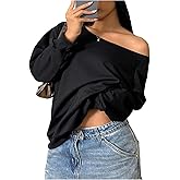 SOLY HUX Women's Plus Size Sweatshirt Off the Shoulder Long Sleeve Loose Casual Fall Pullover Tops