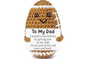 BIUNIURING Dad Gifts from Daughter Son Wife, Positive Handmade Crochet Dad Christmas Birthday Gift, Funny Cute Small Gifts for Dads, I Love You Girl Papa Gift Idea, Unique Doll for Step-Dads Football