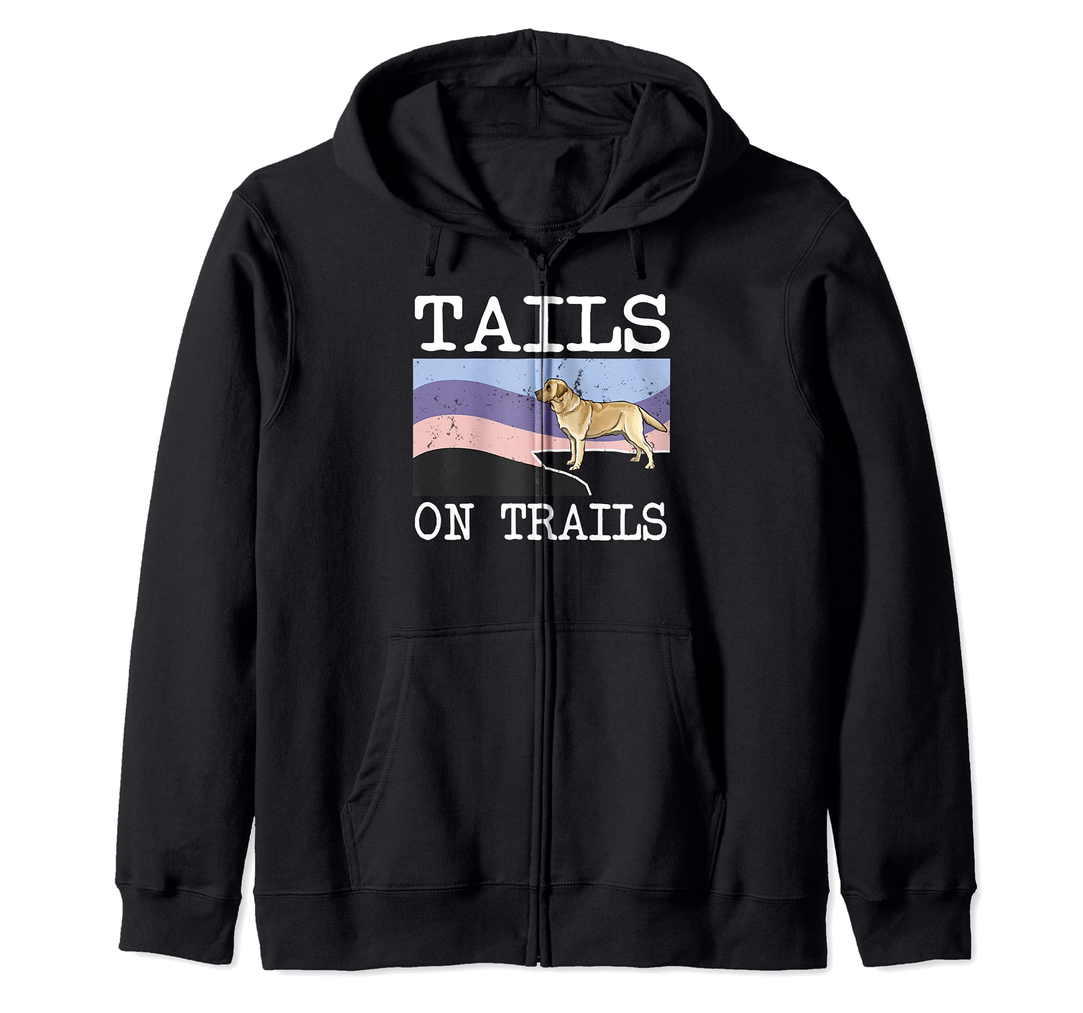 Yellow Labrador Retriever Tails On Trails Funny Dog Hiking Zip Hoodie